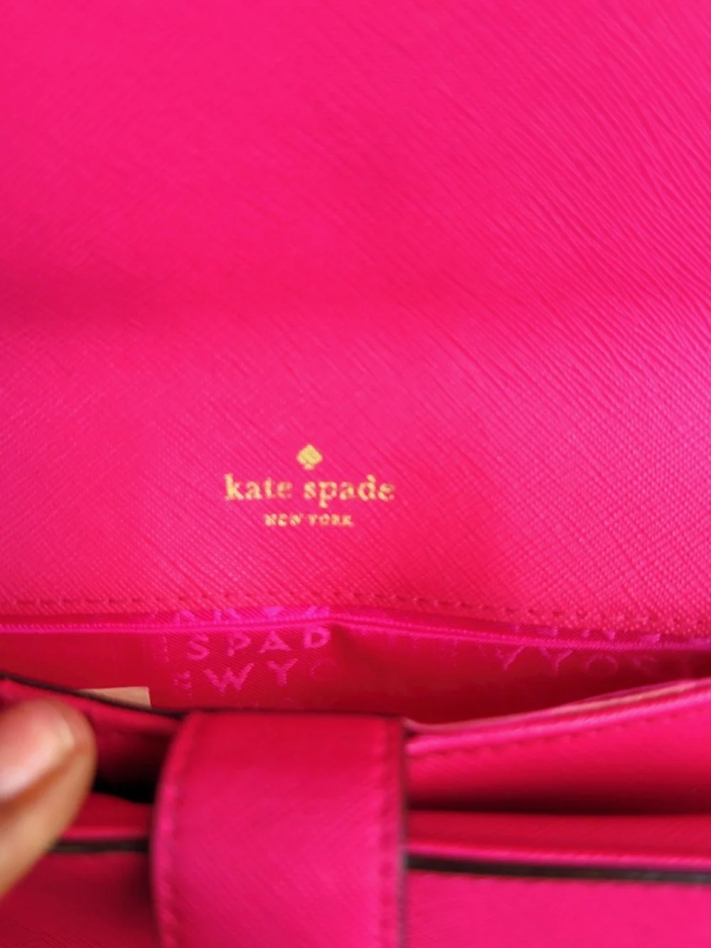 Kate Spade New York Hot Pink Saffiano Leather Wallet Snap Closure Card Holder